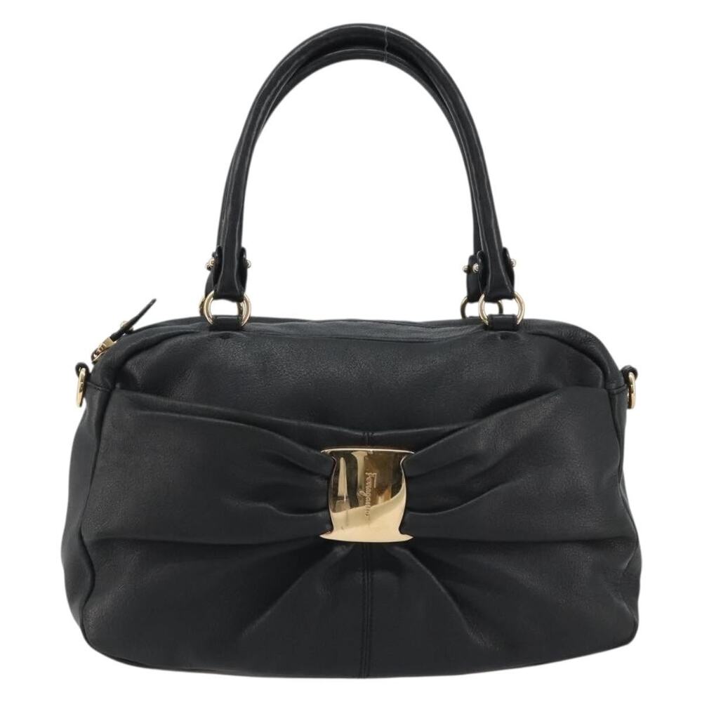 Salvatore Ferragamo Leather Vara Handbag Black